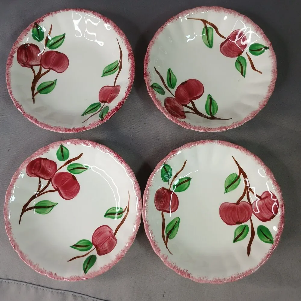 4 Blue Ridge Southern Pottery 4 Sauce Dessert Fruit Bowls Vintage Crab Apple
